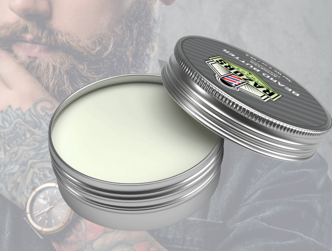 bearded man using beard butter